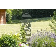   Pflanzgefäß aus Metall mit dekorativen Mohnblumenmotiven Welpenspalier olivgrün 0,33x1,22 m