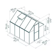   Polycarbonat-Gewächshaus Palram-Canopia MYTHOS silber 1,83 x 2,44 m