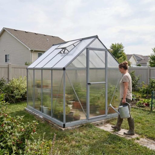 Polycarbonat-Gewächshaus Palram-Canopia MYTHOS silber 1,83 x 2,44 m