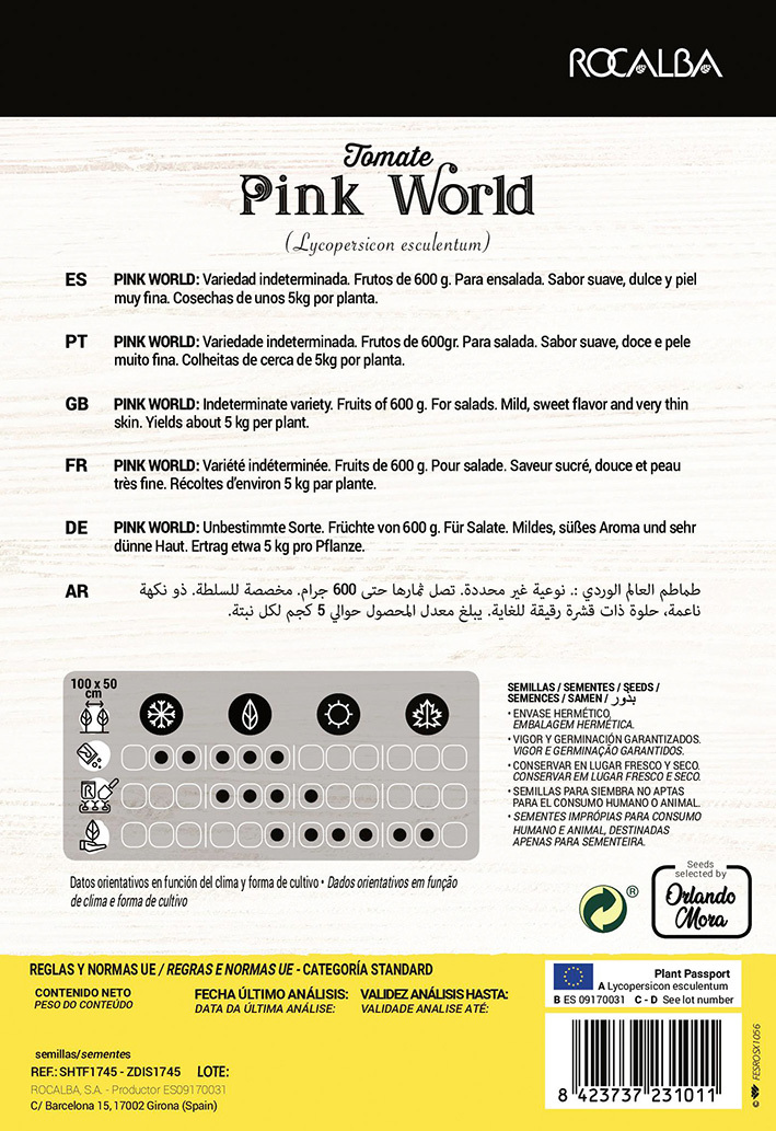 Tomatoes Pink World (Farmer) Rocalba 15 seeds