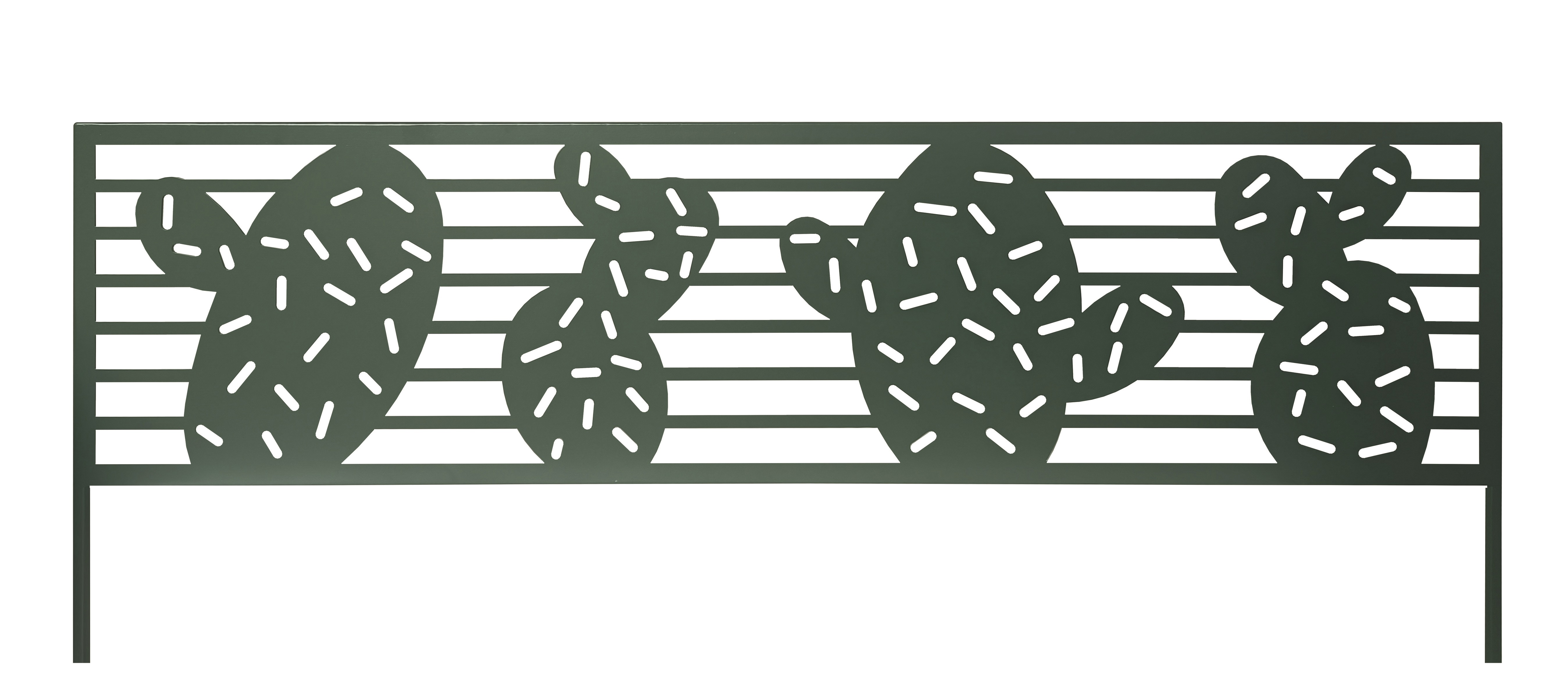 Bettumrandung aus Metall mit dekorativen Kaktusmotiven Kaktusumrandung grün 0,40x1 m