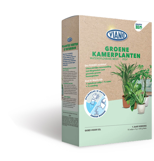 Viano Bio Happy Wasserlösliches Bio-Futter für Blattpflanzen 8-2-3+MgO 50x5g
