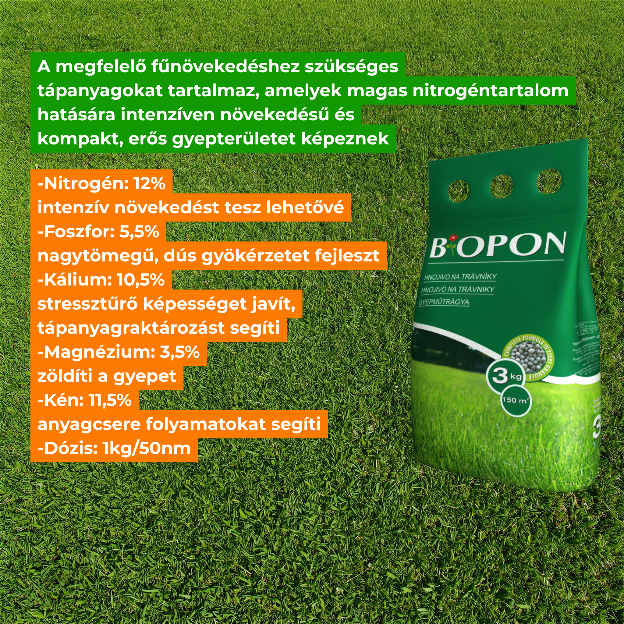 Biopon gyepműtrágya 3 kg