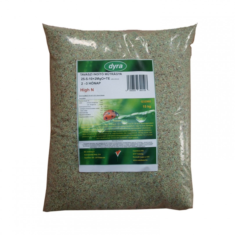 Dyra Frühjahrsstarter-Rasendünger (25-5-10+2MgO+TE) 2-3 Monate 15 kg