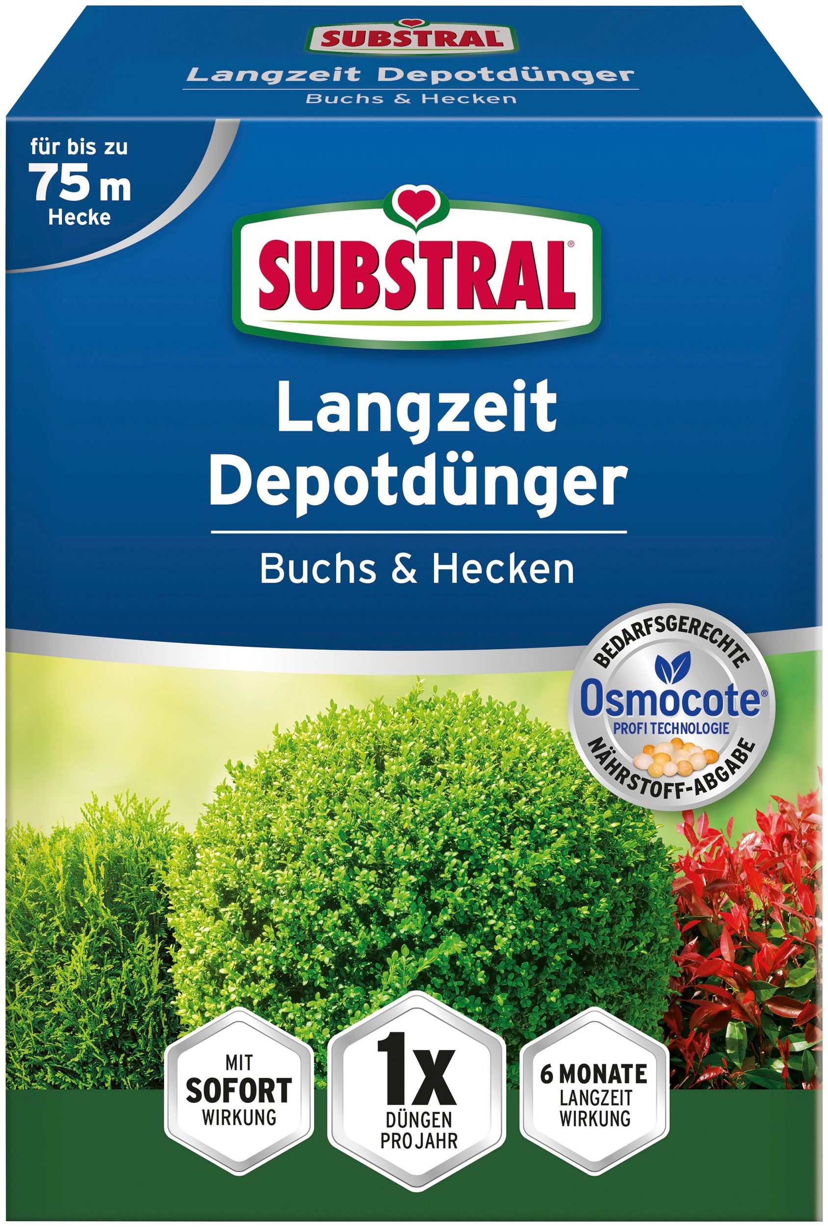 Substral Osmocote Langzeitdünger für Buxus, Tuyas, Kiefern und Hecken 1,5 kg