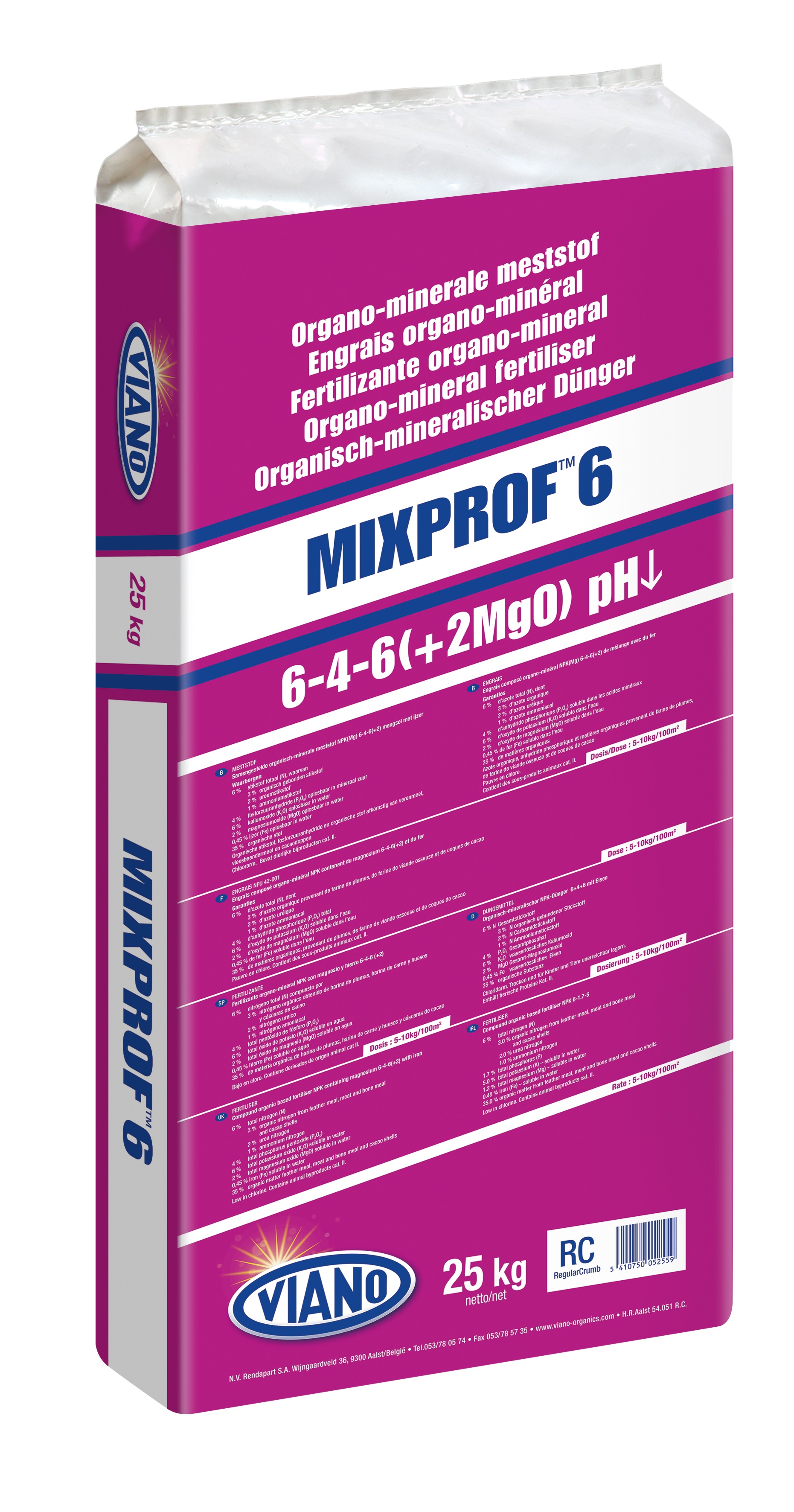 Viano Mixprof 6 pH niedriger organischer Dünger für saure Böden 25 kg