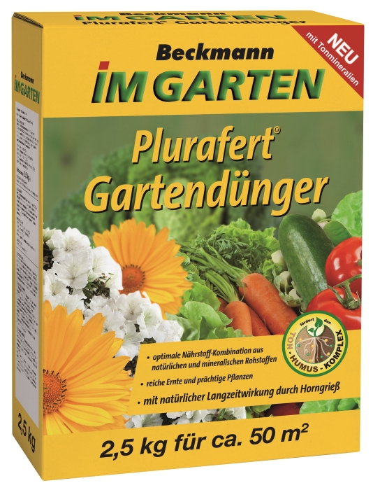 Beckmann Plurafert universal für Gartenpflanzen7+4+10 + 40% organische Substanz 2,5 kg