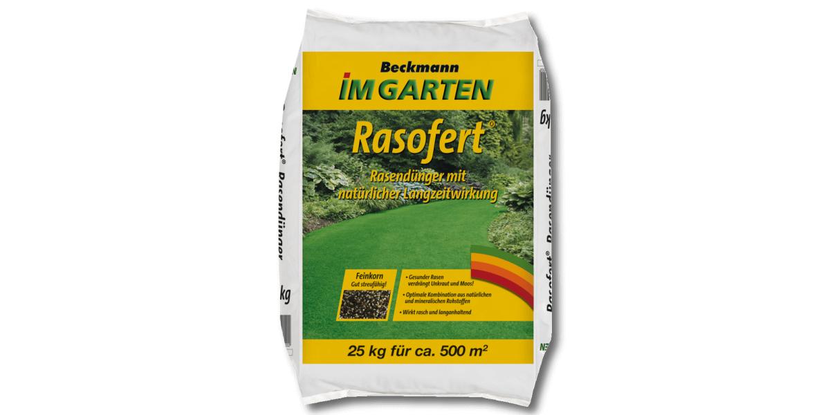 Beckmann Rasofert® organisch-mineralischer Langzeitdünger 12+3+5+45% Gehalt an organischer Substanz 25 kg