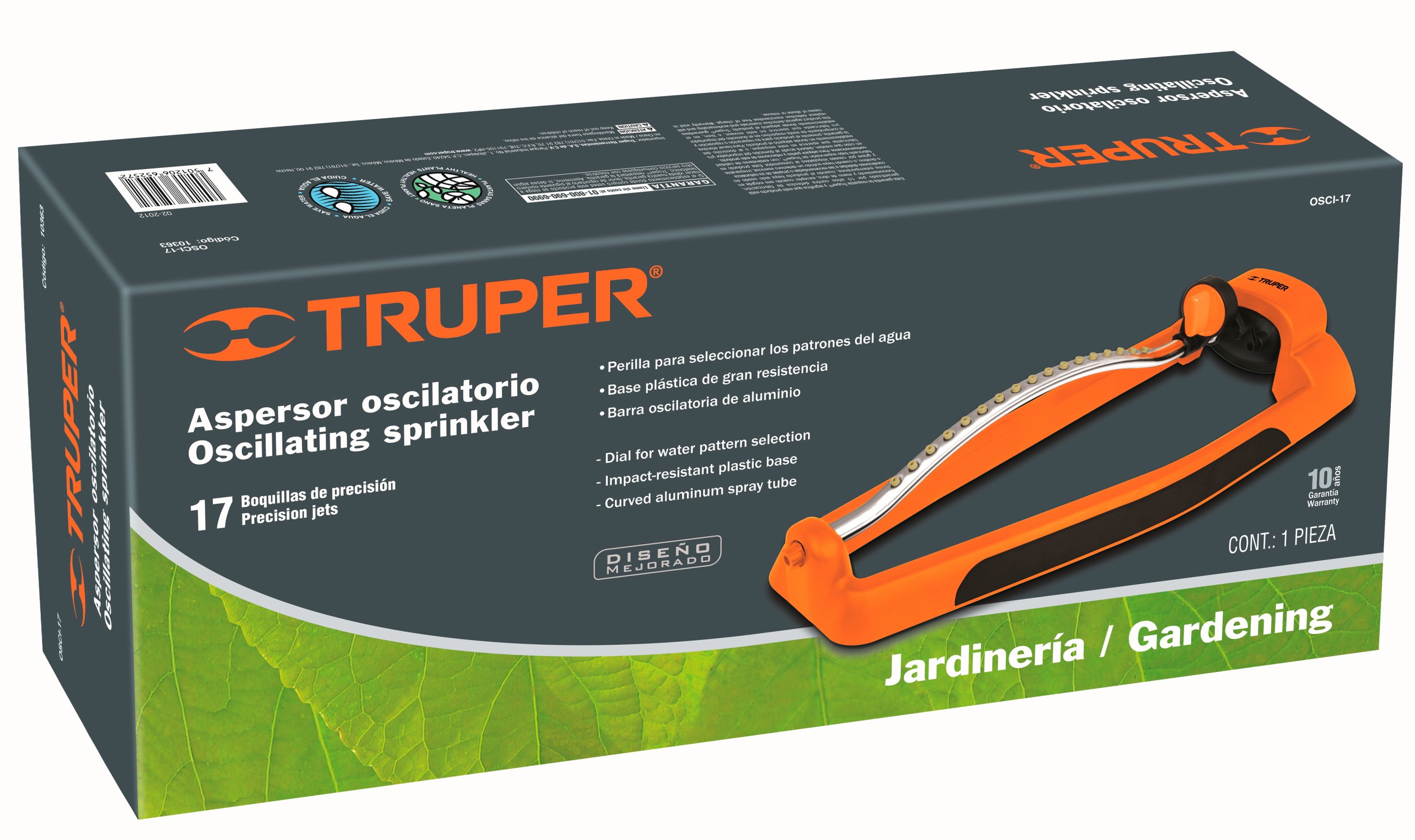 Quadratischer Sprinkler Truper (OSCI-17)+ Schnellkupplung mit Schraube (CLICK-M)