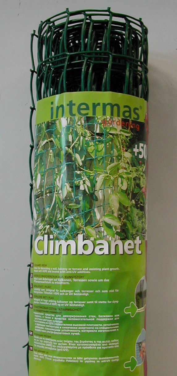 Rechteckiges Gitter Climbanet 43 grün 0,5x5 m (46x44) mit 50 Befestigungen