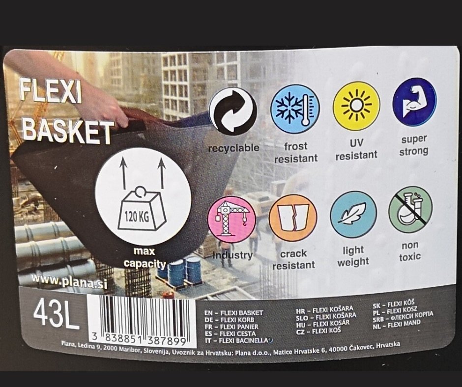 Flexible plastic basket 43 l