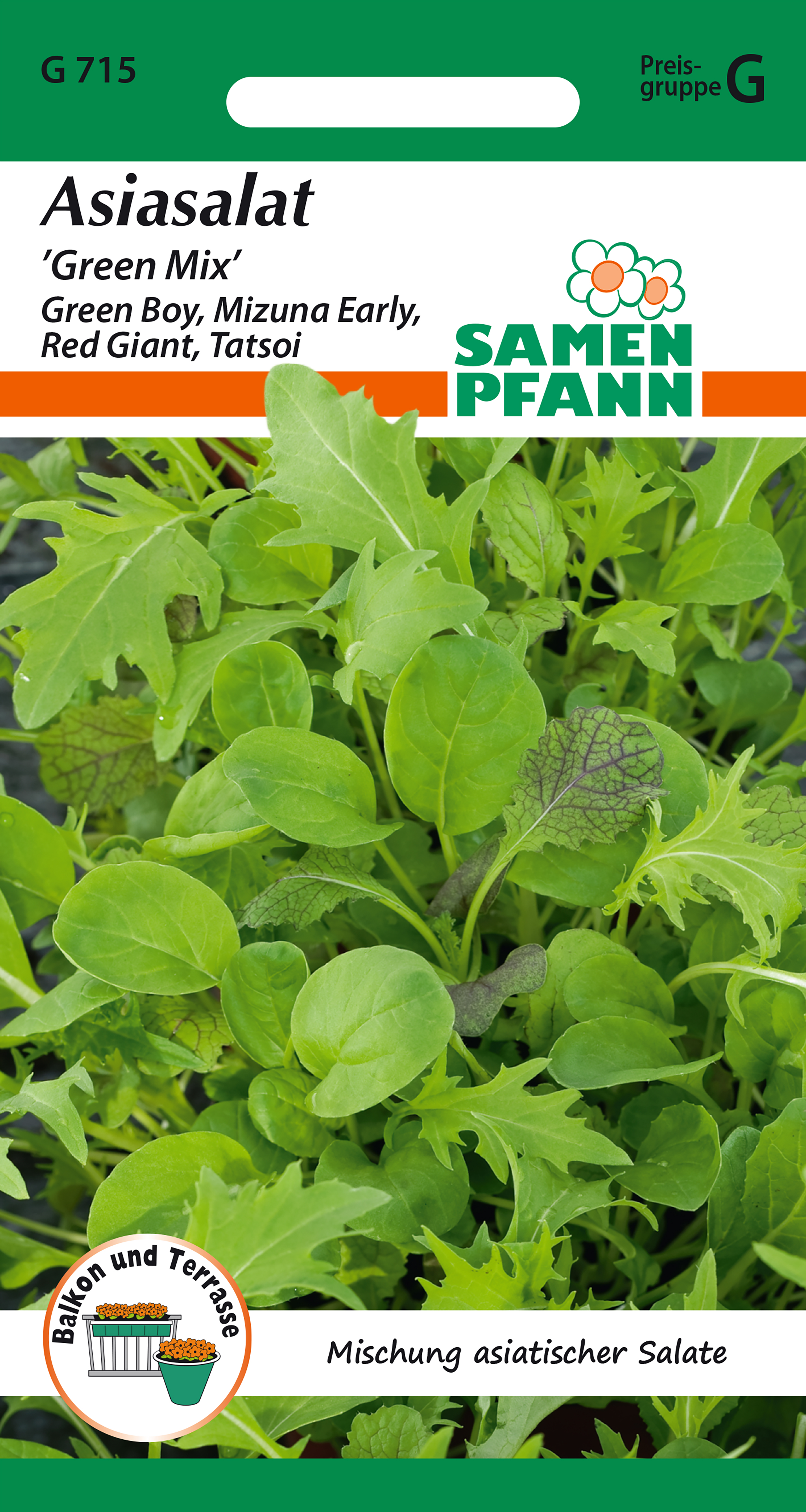 Asiatische Salatgrünmischung ca. 3-4 m2 Saatgut Pfann