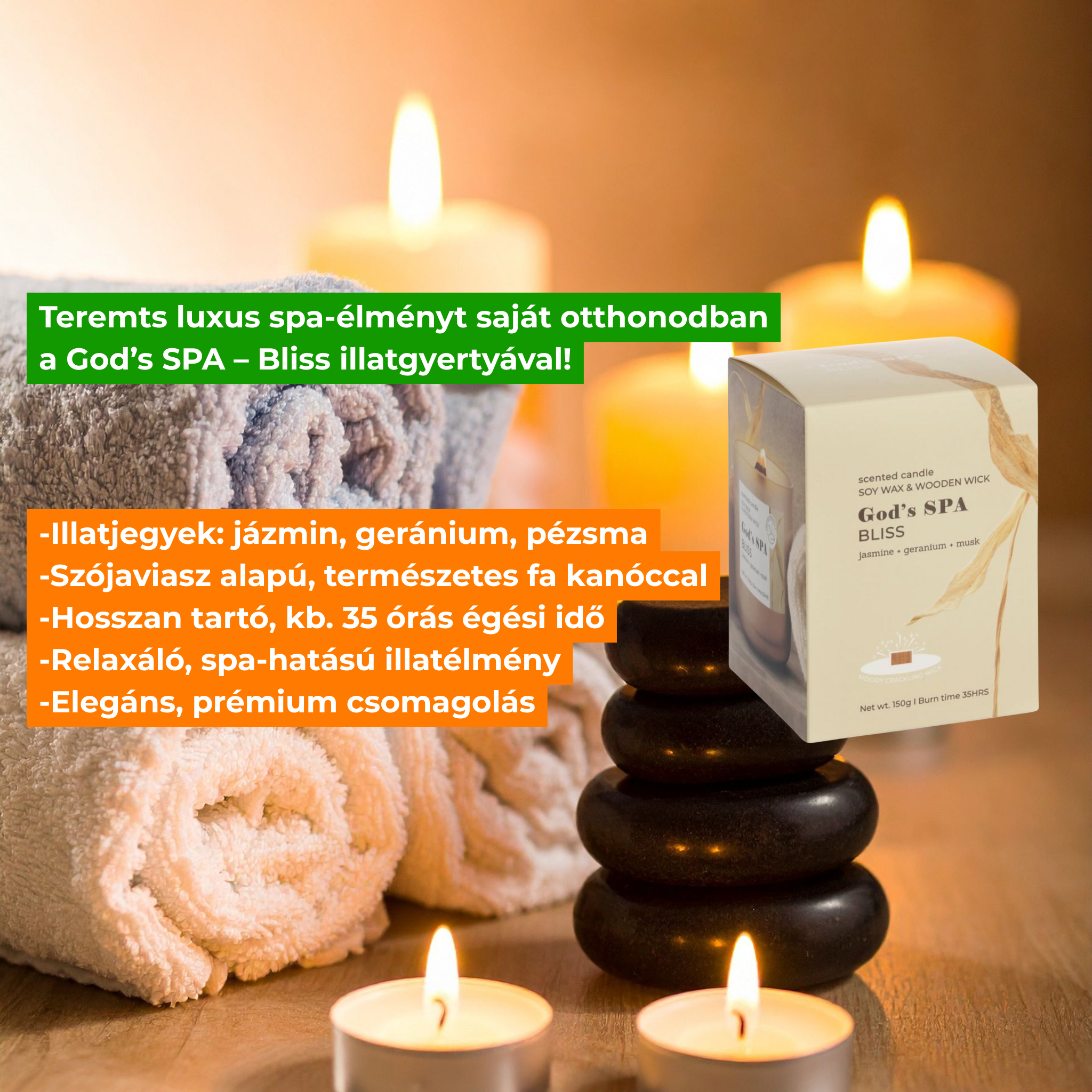 Duftglas Premium, Sojawachs God's SPA Bliss 150 g