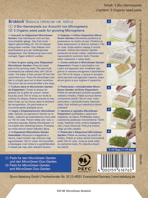 Microgreens Bio Brokkoli Samen Kissen nachfüllen Kiepenkerl 3 Stück
