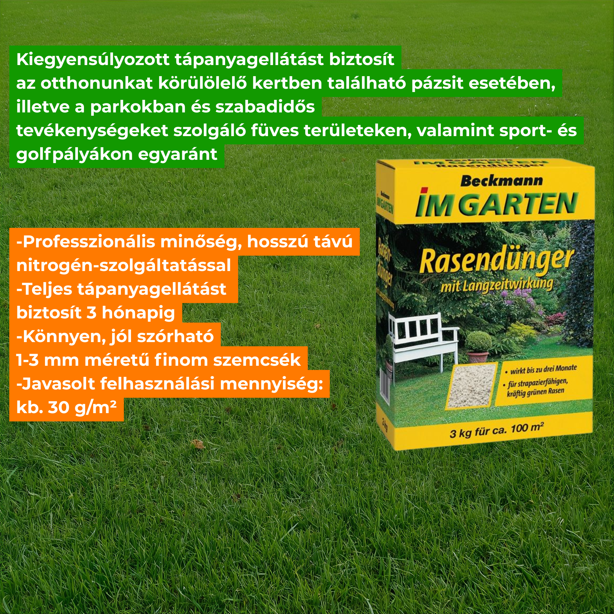 Beckmann Langzeitpflege-Rasendünger 20-5-8 3kg